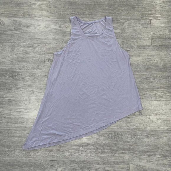 LULULEMON Muscle Tank Women’s 12 ? Asymmetrical Hem Side Tie Top Purple Workout - Picture 1 of 6